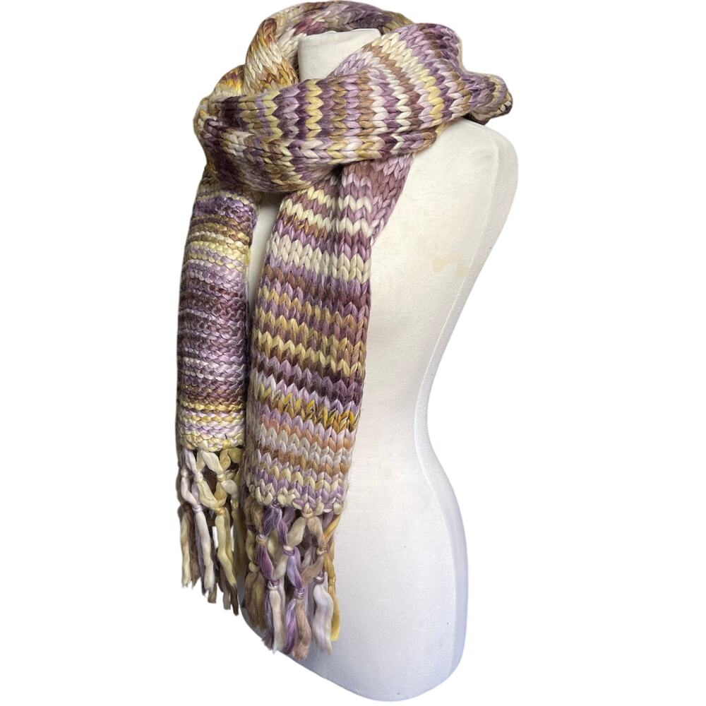 NWT FREE PEOPLE Women’s All Mine Neutral and Lilac Fringed Scarf - Picture 3 of 5